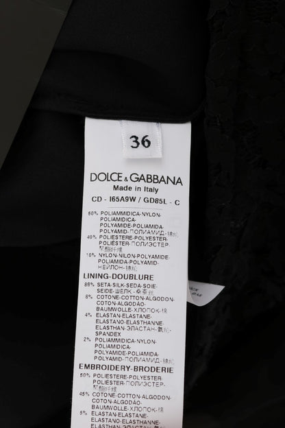 Robe droite en dentelle noire cœur rouge Dolce & Gabbana