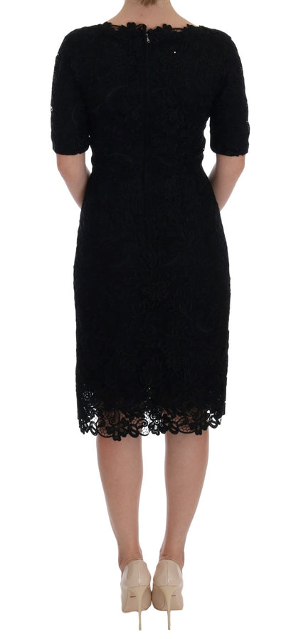 Robe fourreau Dolce & Gabbana noire fleurie Ricamo