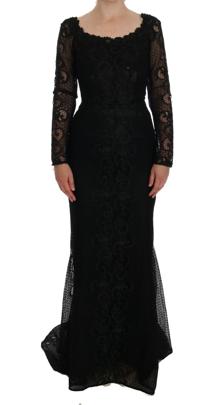 Robe fourreau Dolce & Gabbana noire à motifs floraux