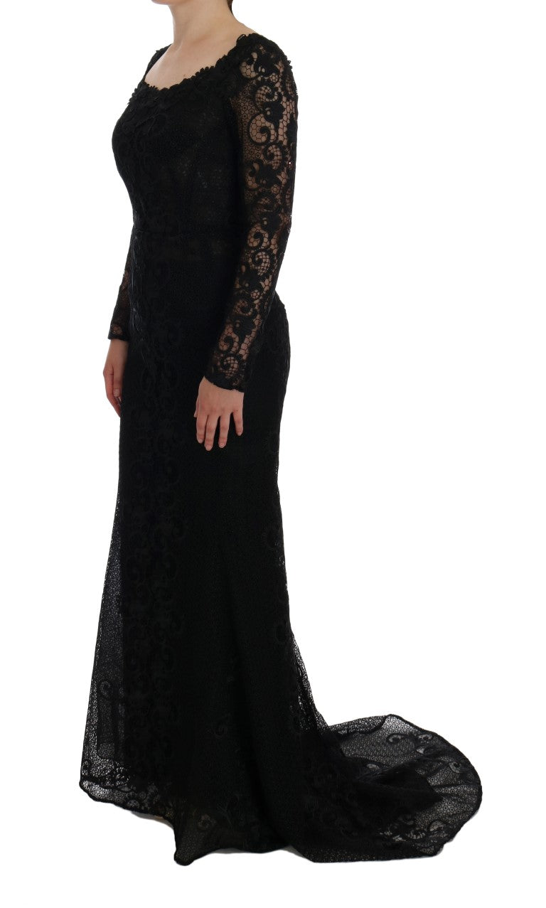 Robe fourreau Dolce & Gabbana noire à motifs floraux