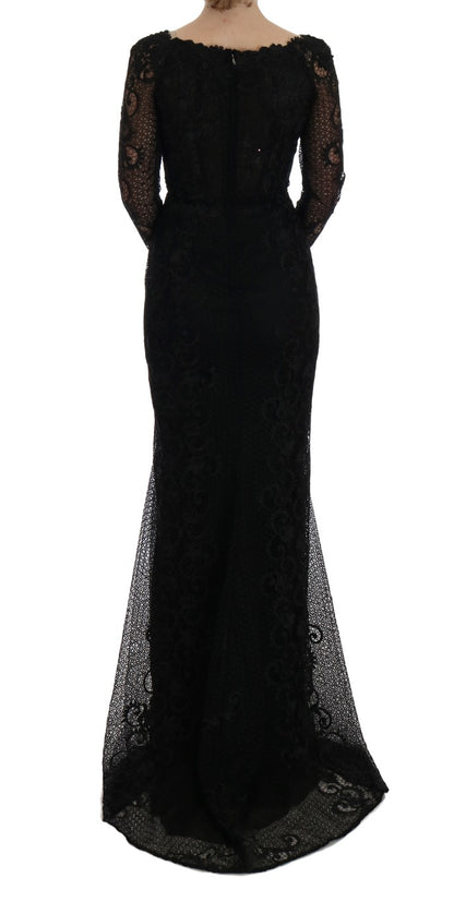Robe fourreau Dolce & Gabbana noire à motifs floraux