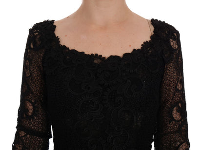Robe fourreau Dolce & Gabbana noire à motifs floraux
