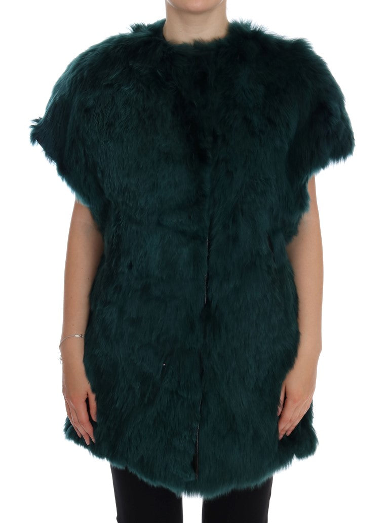 Gilet sans manches en fourrure d'alpaga verte Dolce & Gabbana