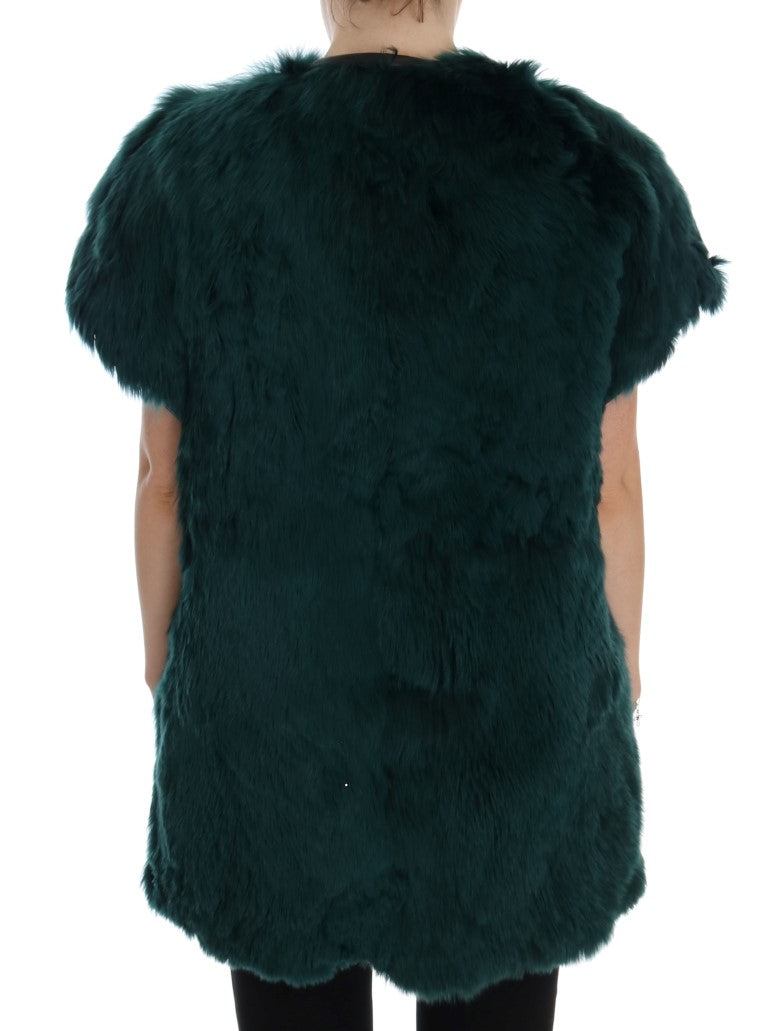 Gilet sans manches en fourrure d'alpaga verte Dolce & Gabbana