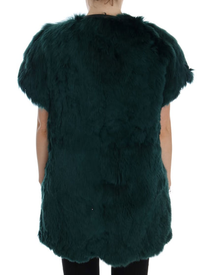 Gilet sans manches en fourrure d'alpaga verte Dolce & Gabbana