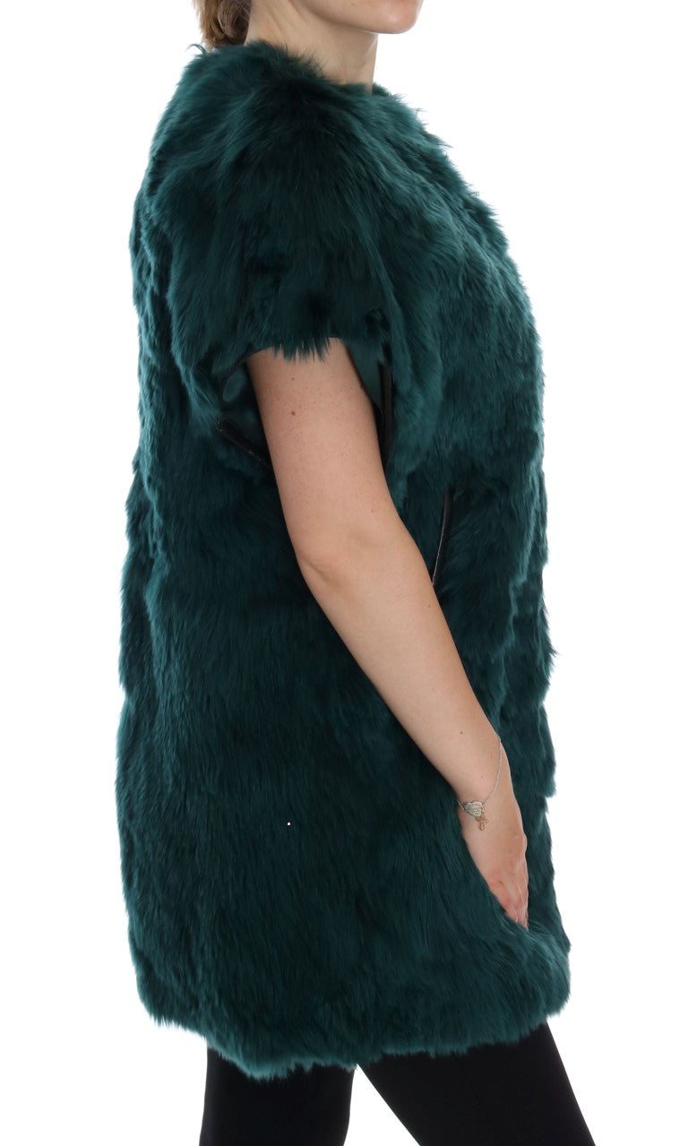 Gilet sans manches en fourrure d'alpaga verte Dolce & Gabbana