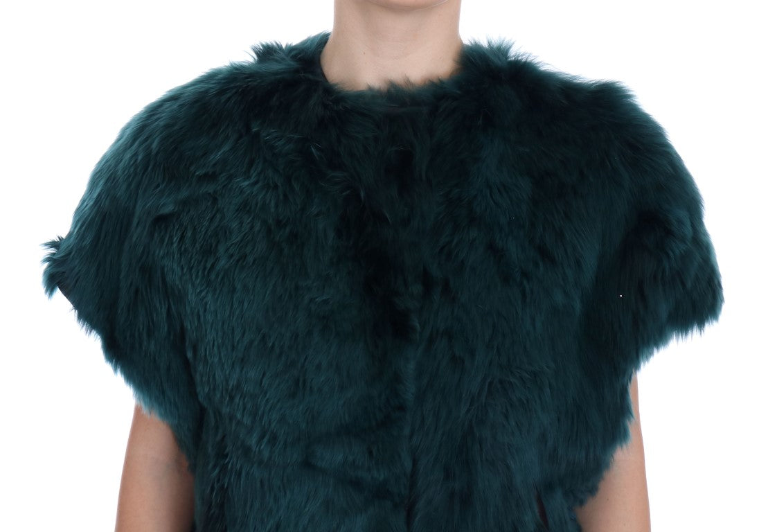Gilet sans manches en fourrure d'alpaga verte Dolce & Gabbana