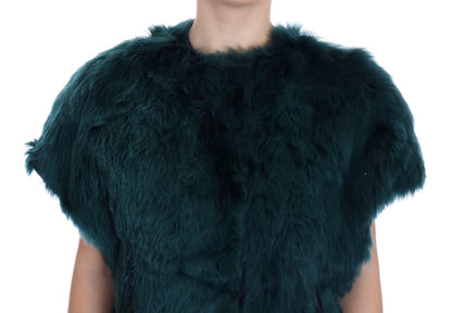 Gilet sans manches en fourrure d'alpaga verte Dolce & Gabbana