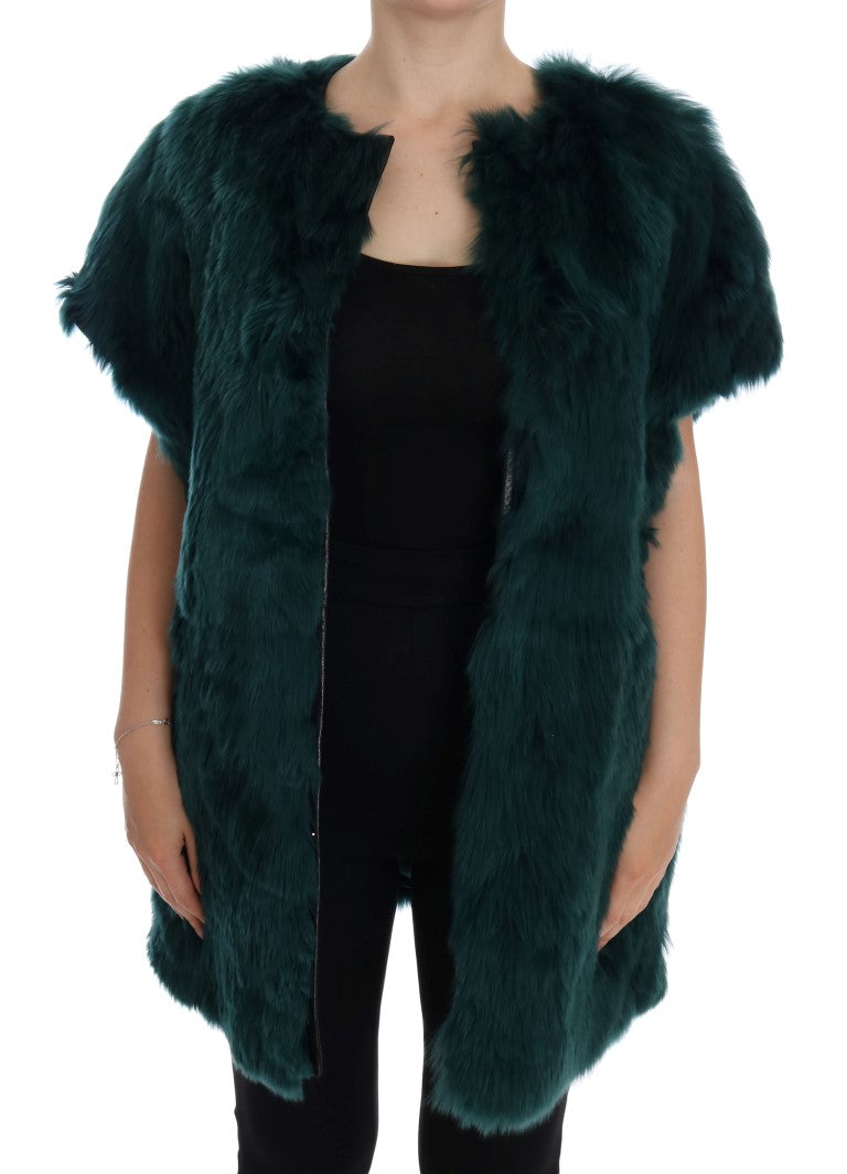 Gilet sans manches en fourrure d'alpaga verte Dolce & Gabbana