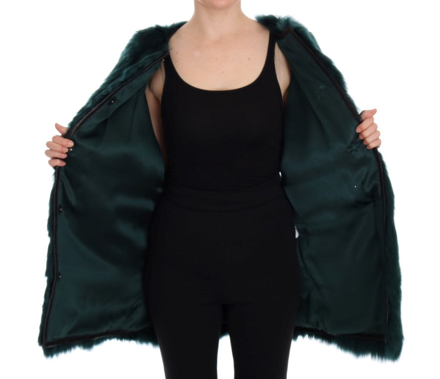 Gilet sans manches en fourrure d'alpaga verte Dolce & Gabbana