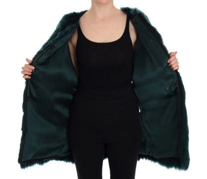 Gilet sans manches en fourrure d'alpaga verte Dolce & Gabbana