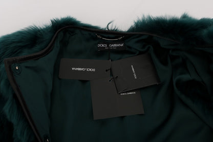 Gilet sans manches en fourrure d'alpaga verte Dolce & Gabbana