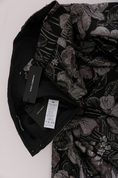 Jupe Dolce & Gabbana en brocart floral noir et argent