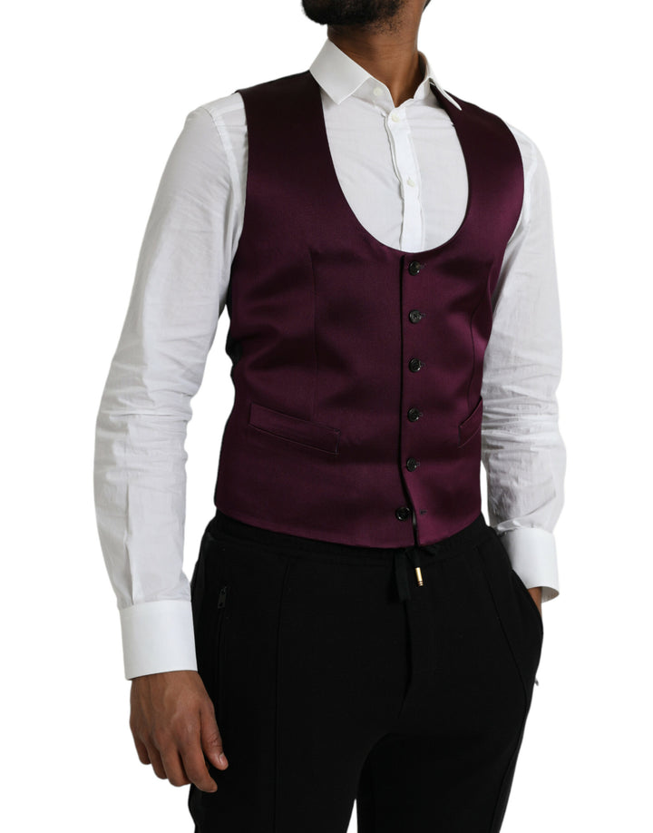 Dolce & Gabbana Chaleco de seda de satén color granate Vestido Chaleco formal