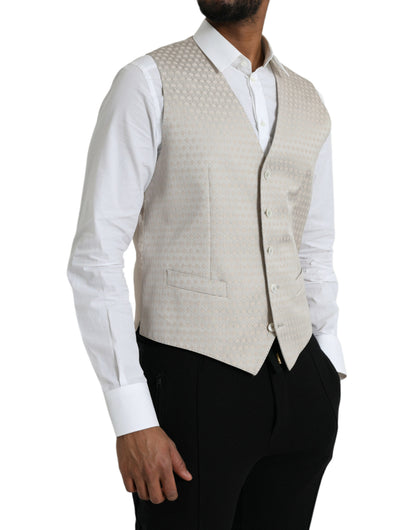 Dolce & Gabbana Robe Gilet de Costume en Coton Blanc Cassé