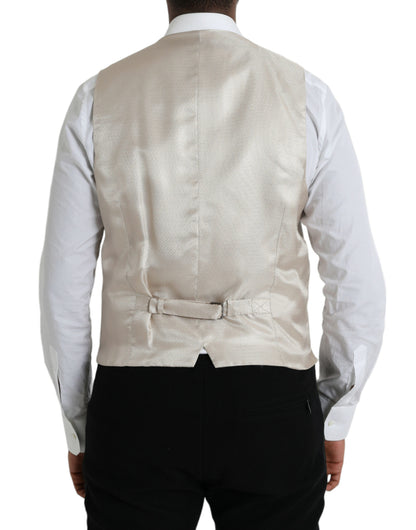 Dolce & Gabbana Robe Gilet de Costume en Coton Blanc Cassé