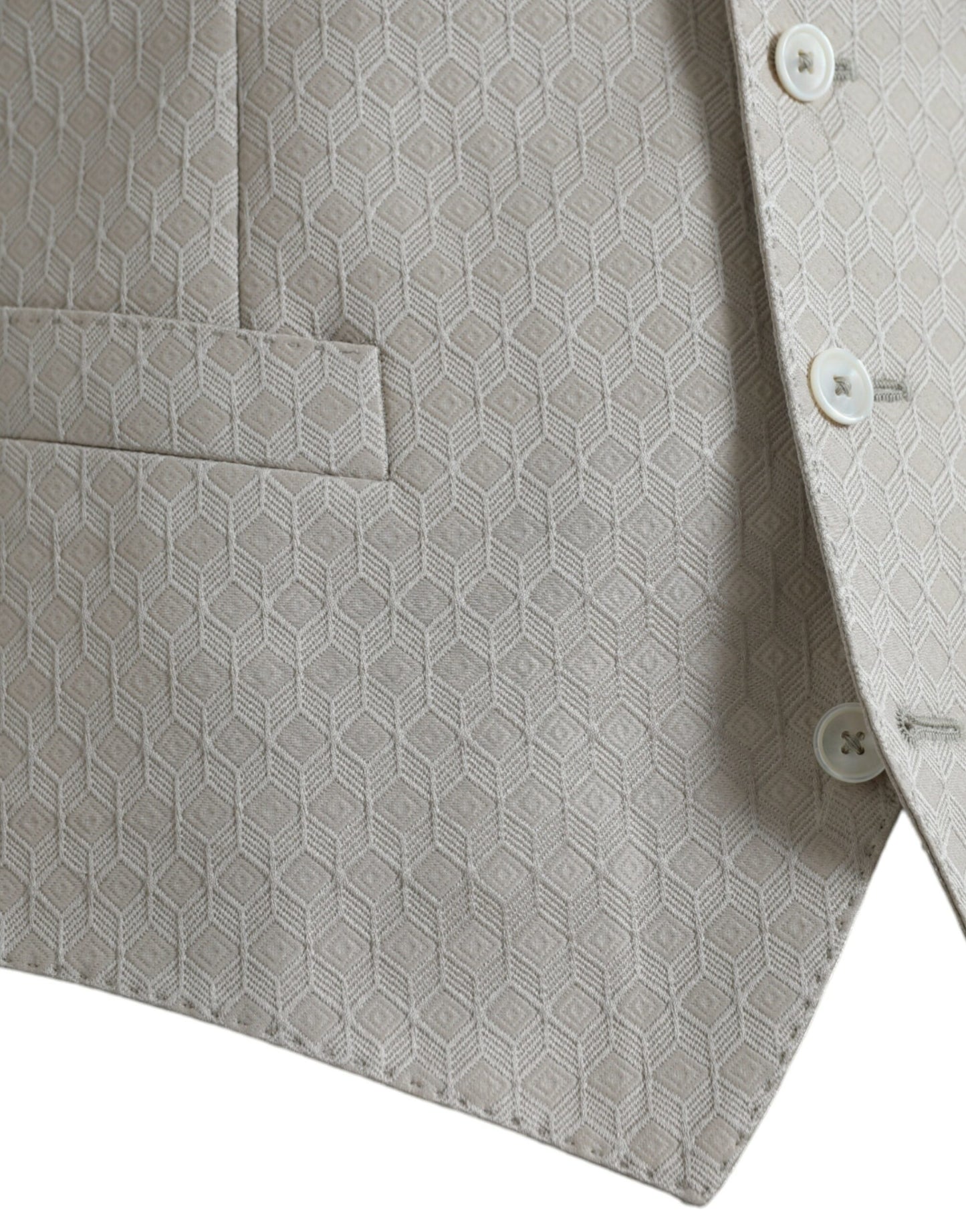Dolce & Gabbana Robe Gilet de Costume en Coton Blanc Cassé