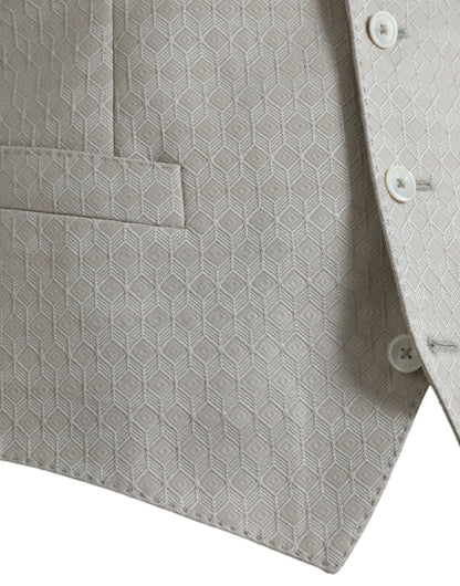 Dolce & Gabbana Robe Gilet de Costume en Coton Blanc Cassé