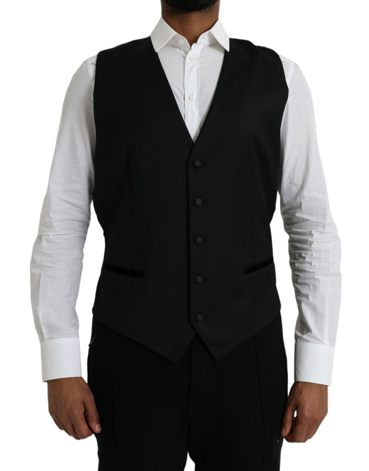 Chaleco de seda negro Dolce & Gabbana, vestido de chaleco formal