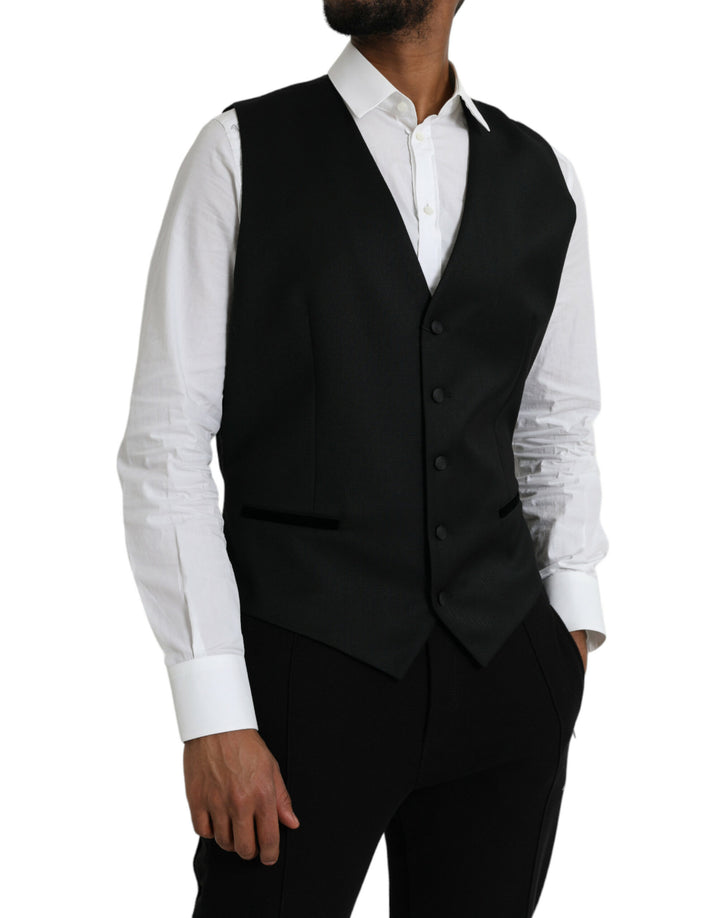 Chaleco de seda negro Dolce & Gabbana, vestido de chaleco formal