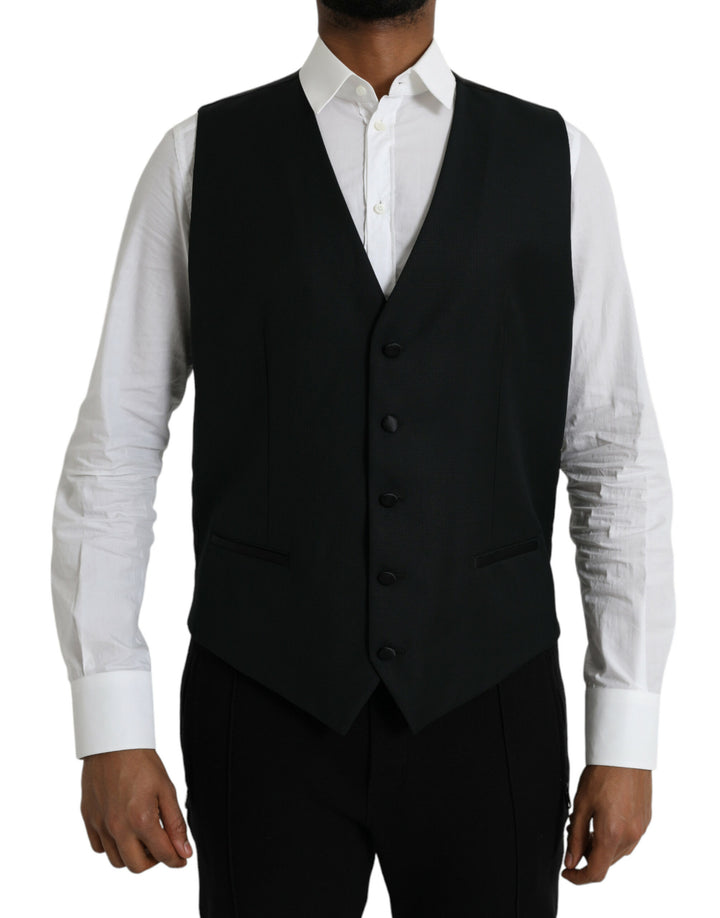 Chaleco de vestir formal de lana negra Dolce & Gabbana
