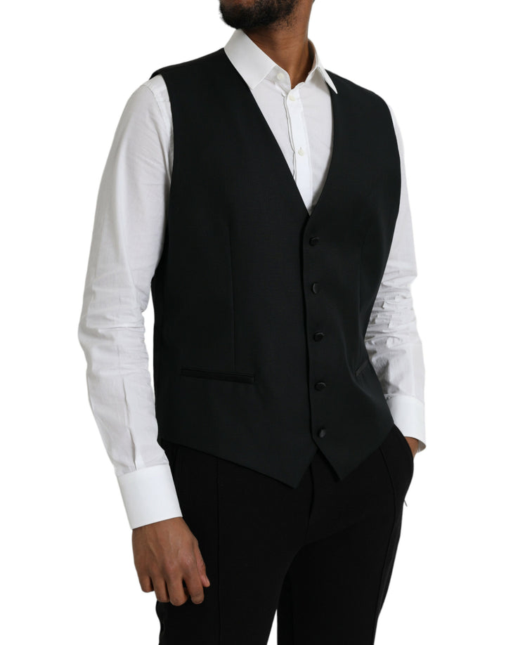 Chaleco de vestir formal de lana negra Dolce & Gabbana