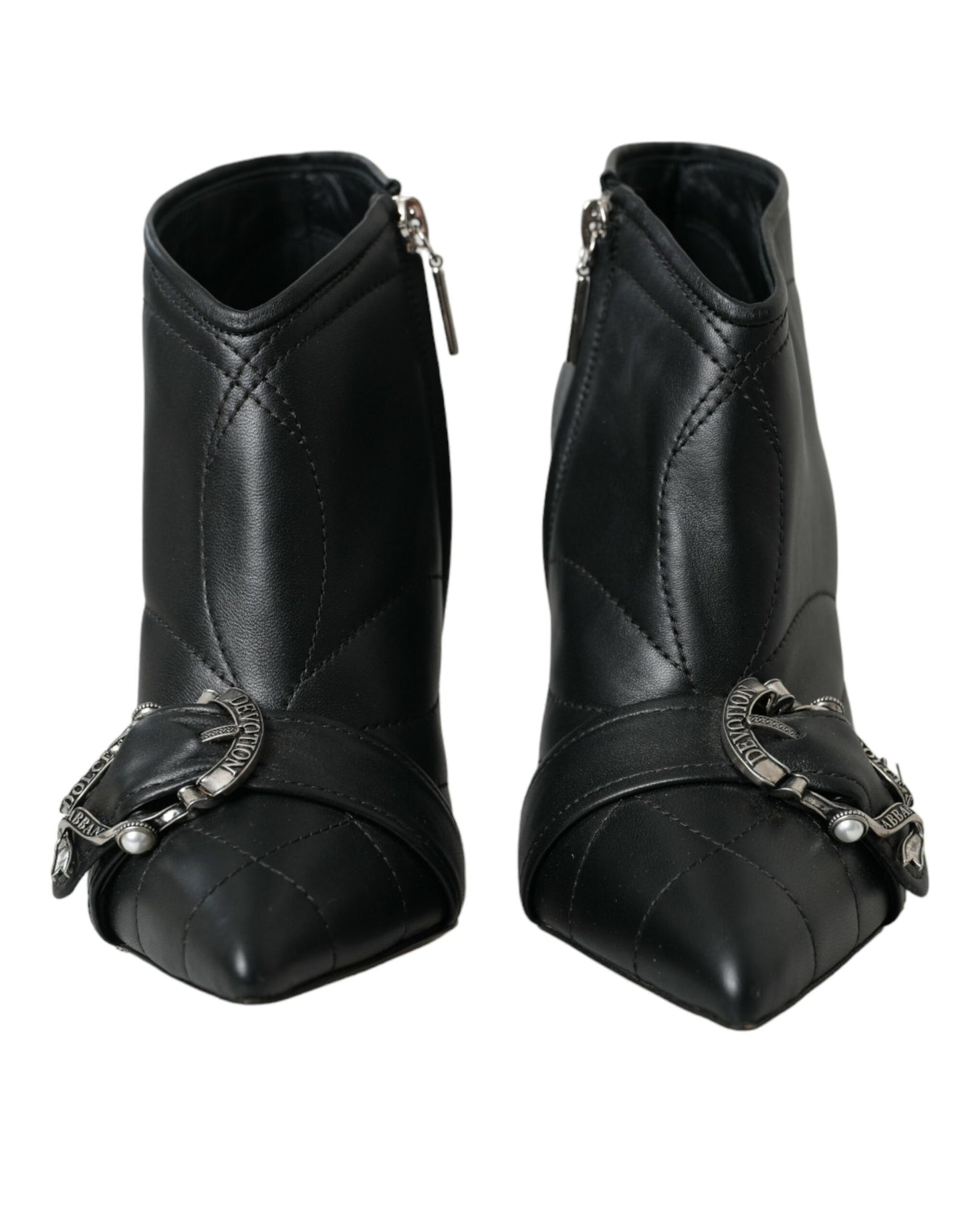 Bottes matelassées Dolce & Gabbana noires à boucle Devotion