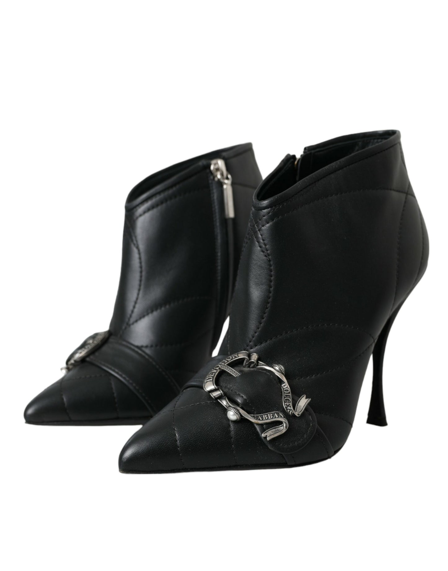 Bottes matelassées Dolce & Gabbana noires à boucle Devotion