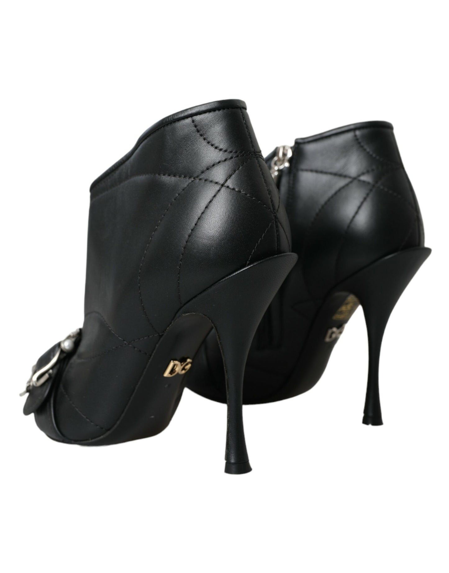 Bottes matelassées Dolce & Gabbana noires à boucle Devotion