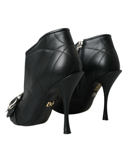 Bottes matelassées Dolce & Gabbana noires à boucle Devotion