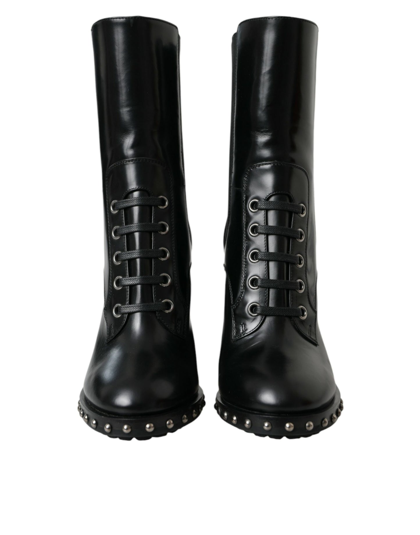 Bottes montantes Dolce & Gabbana en cuir noir cloutées