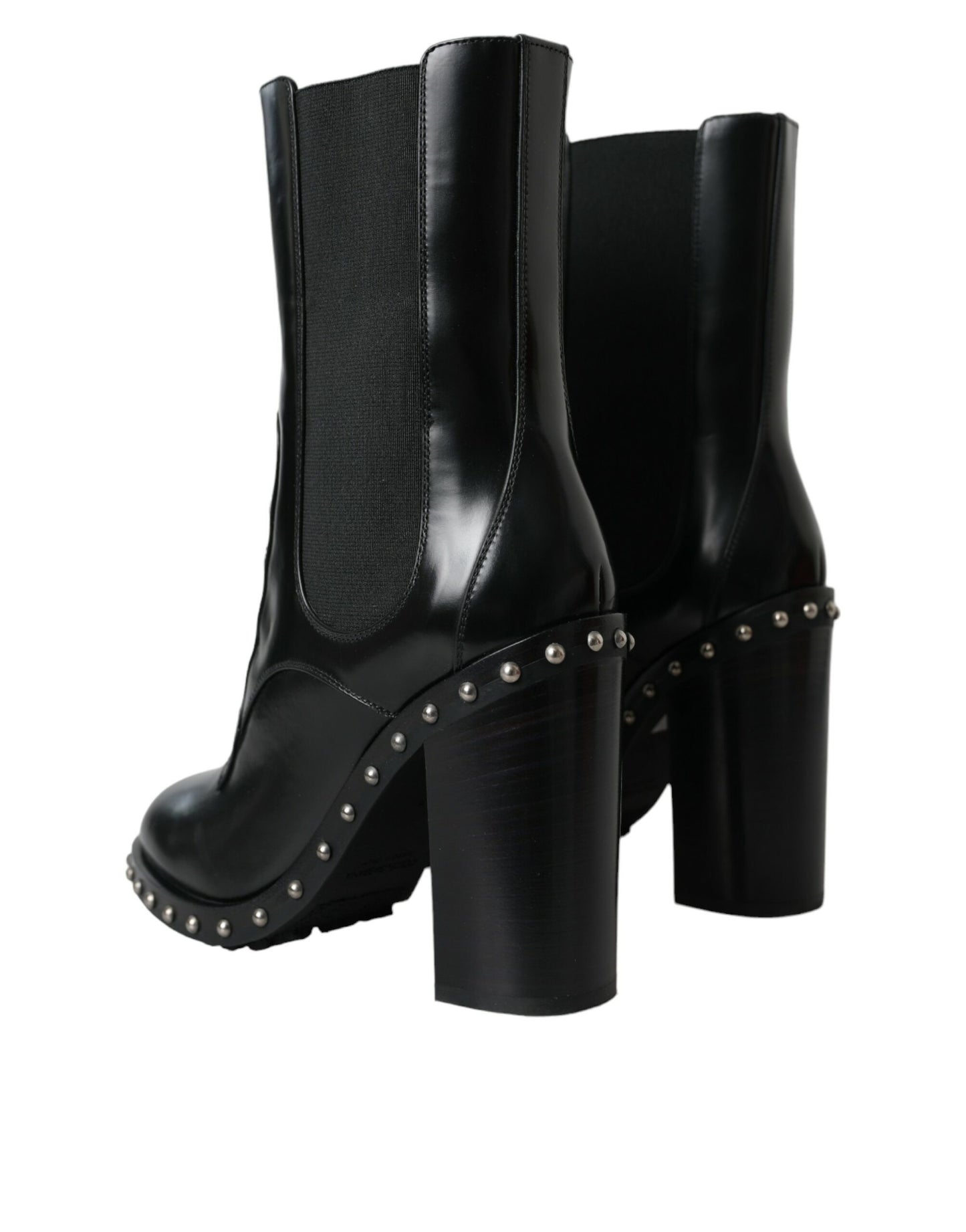 Bottes montantes Dolce & Gabbana en cuir noir cloutées