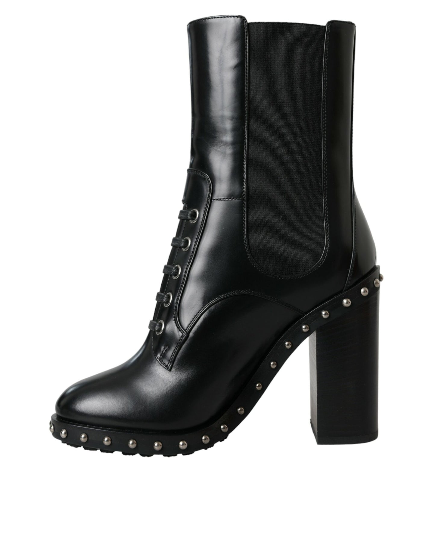 Bottes montantes Dolce & Gabbana en cuir noir cloutées