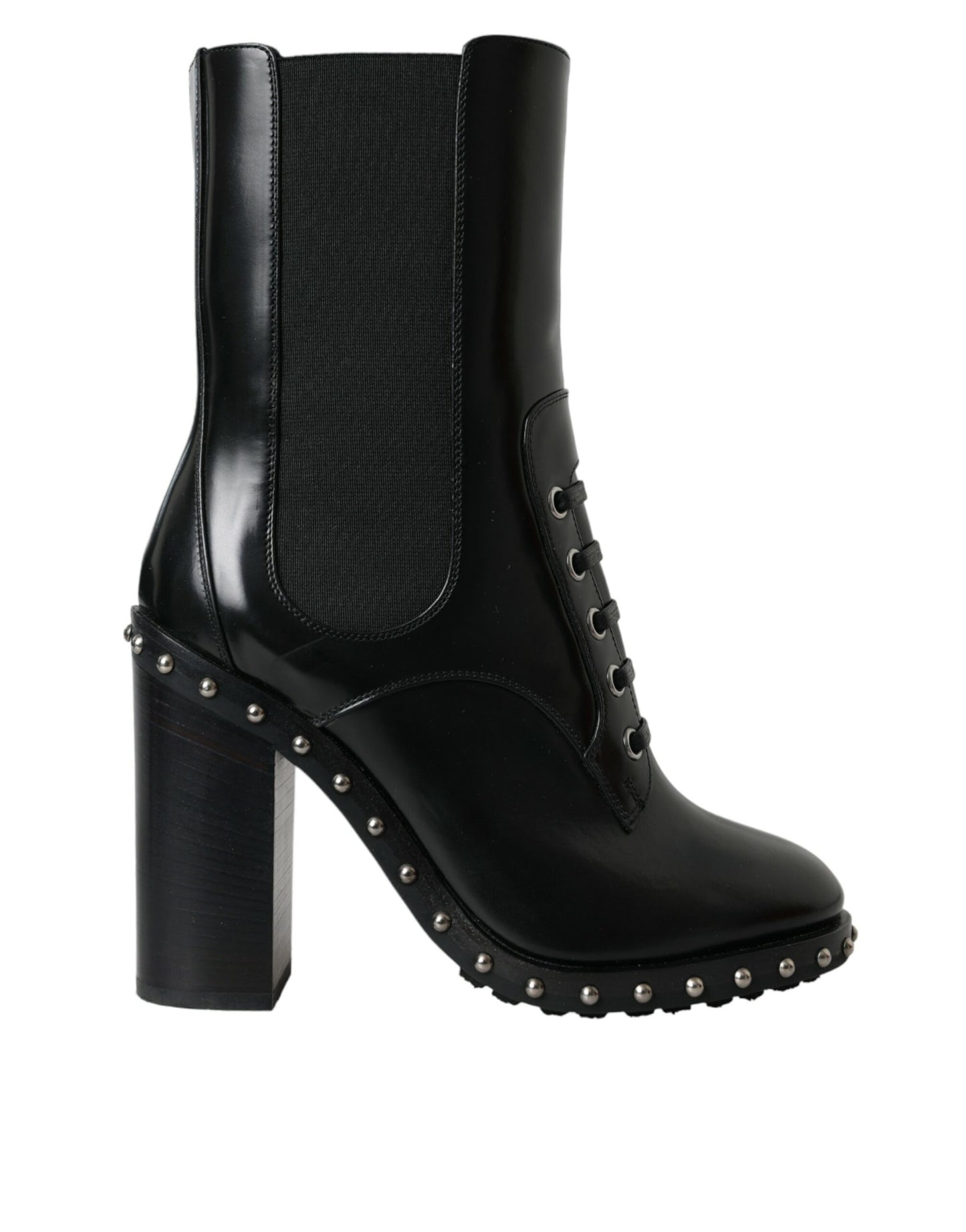 Bottes montantes Dolce & Gabbana en cuir noir cloutées