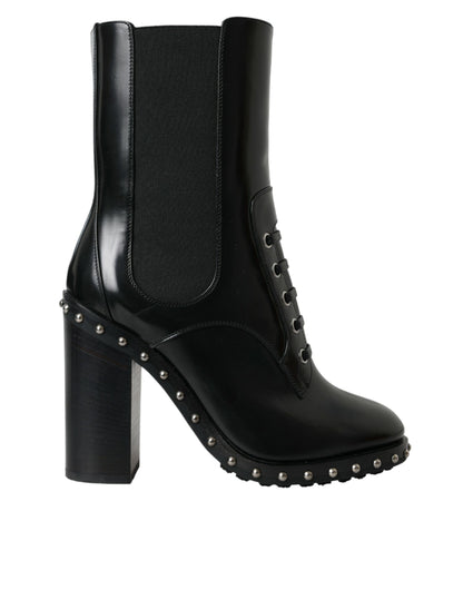 Bottes montantes Dolce & Gabbana en cuir noir cloutées
