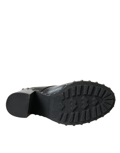 Bottes montantes Dolce & Gabbana en cuir noir cloutées