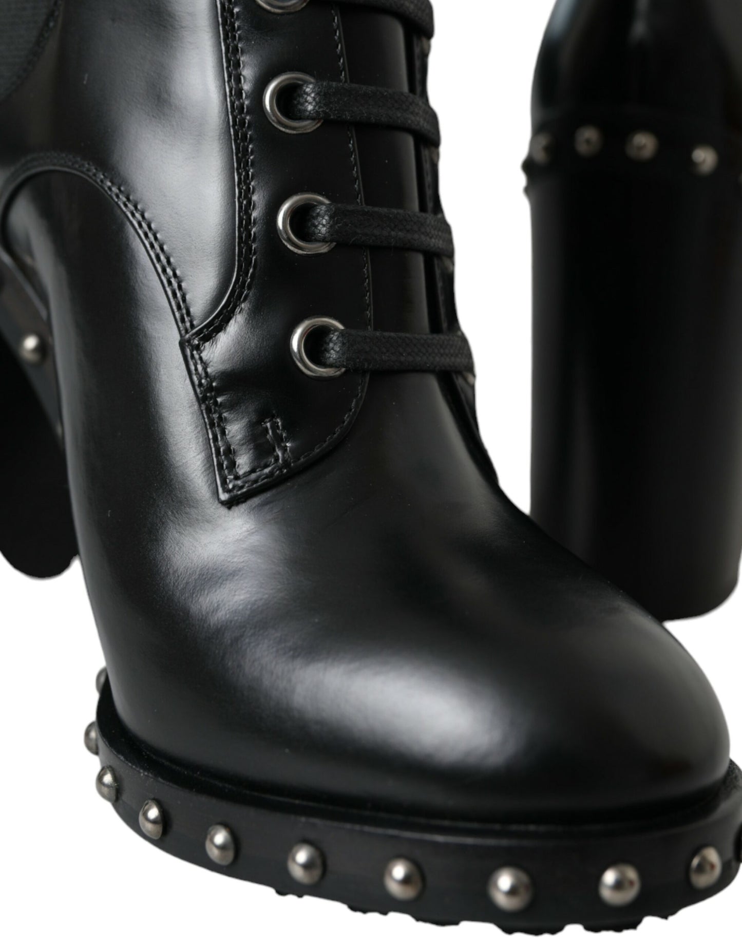 Bottes montantes Dolce & Gabbana en cuir noir cloutées