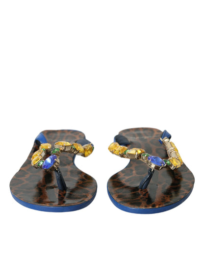 Chaussures de plage en cuir de veau bleu cristal Dolce & Gabbana