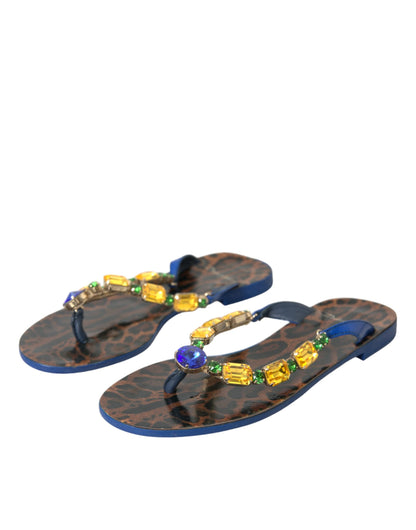 Chaussures de plage en cuir de veau bleu cristal Dolce & Gabbana