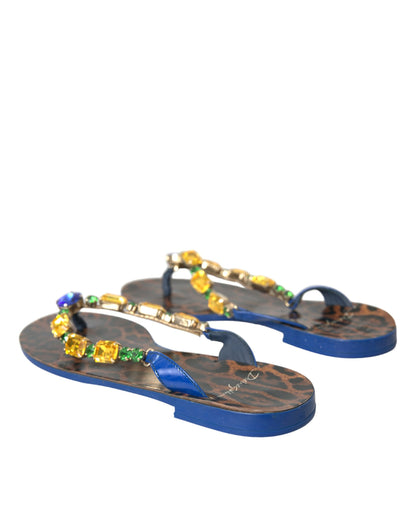 Chaussures de plage en cuir de veau bleu cristal Dolce & Gabbana