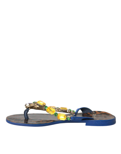 Chaussures de plage en cuir de veau bleu cristal Dolce & Gabbana