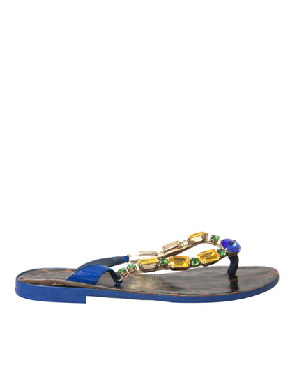 Chaussures de plage en cuir de veau bleu cristal Dolce & Gabbana