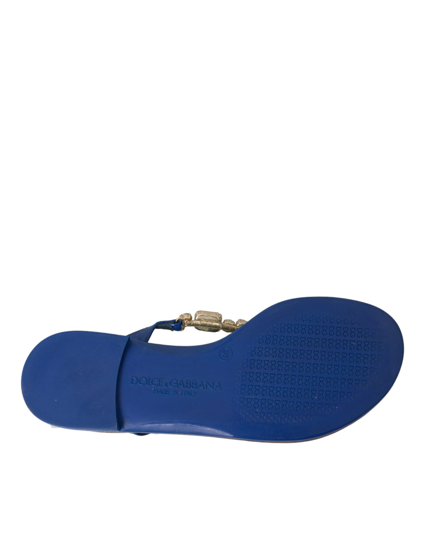 Chaussures de plage en cuir de veau bleu cristal Dolce & Gabbana