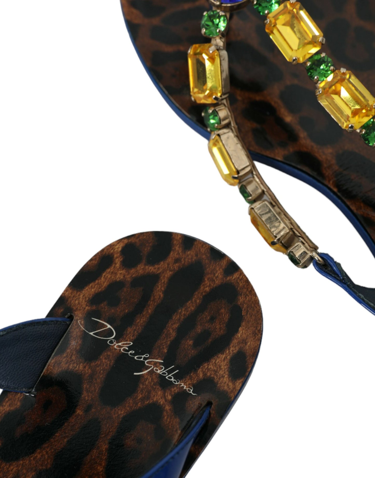 Chaussures de plage en cuir de veau bleu cristal Dolce & Gabbana