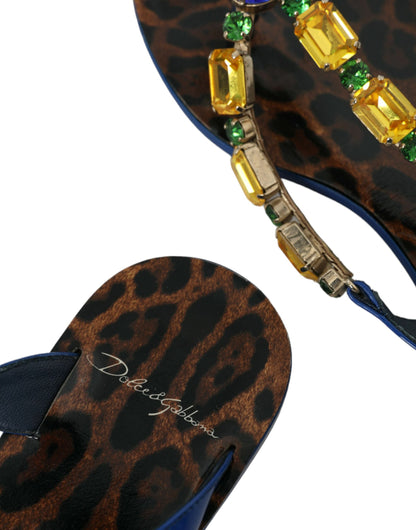 Chaussures de plage en cuir de veau bleu cristal Dolce & Gabbana