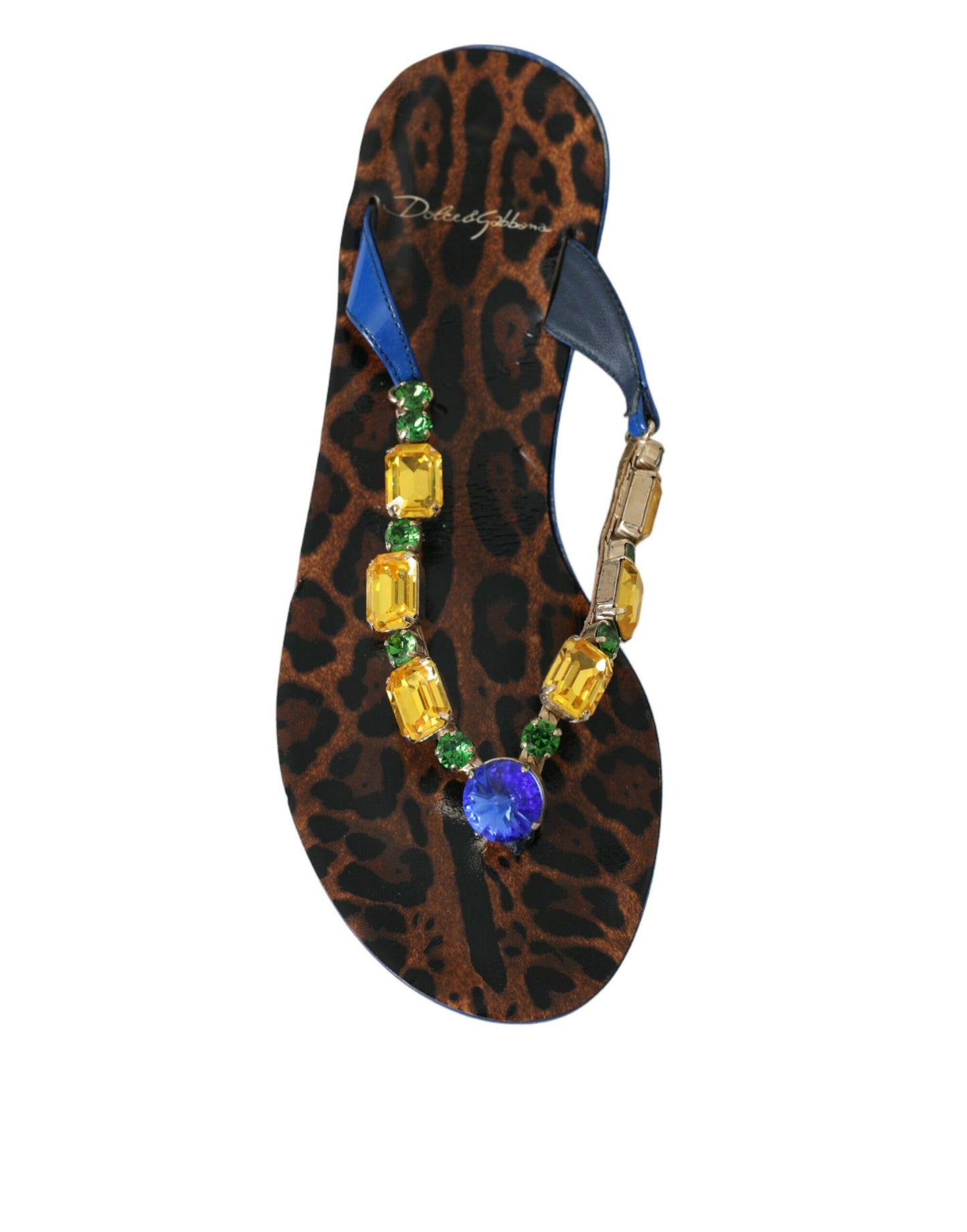 Chaussures de plage en cuir de veau bleu cristal Dolce & Gabbana