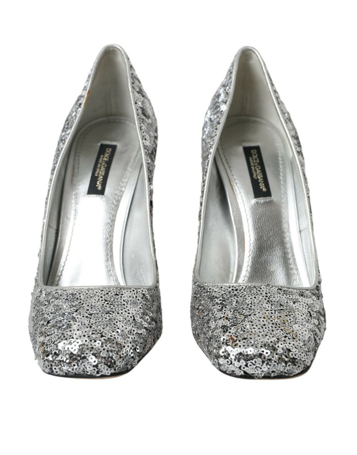 Chaussures Escarpins à Talons Pailletés Argentés Dolce & Gabbana