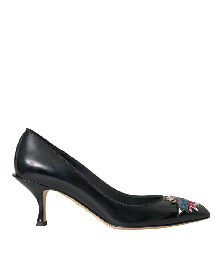 Escarpins Dolce & Gabbana en cuir noir avec patch « BOOM »
