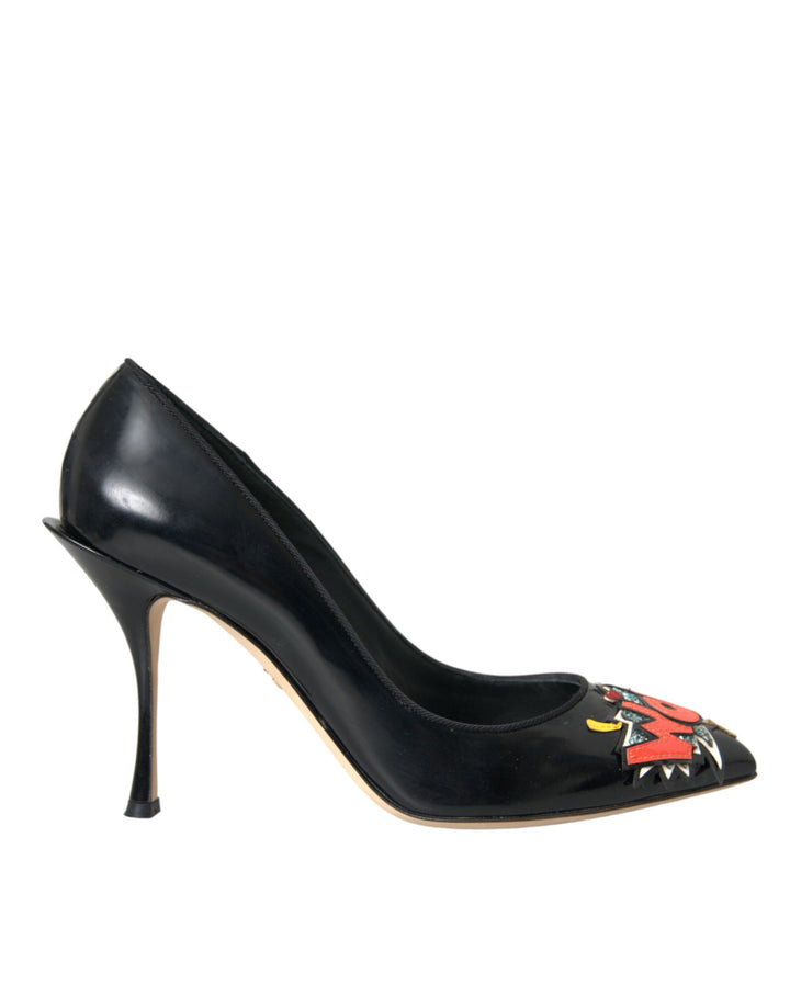 Escarpins Dolce & Gabbana en cuir noir à patchs WOW