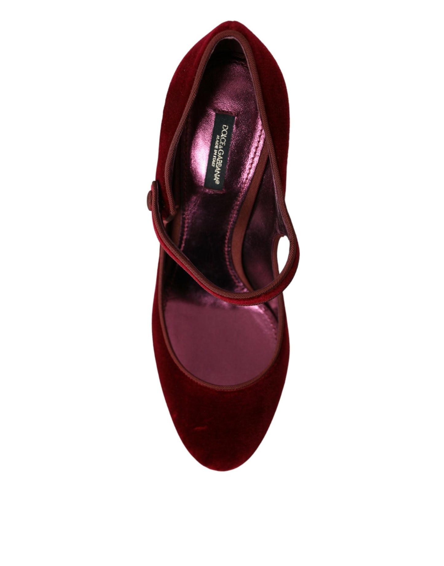 Escarpins Mary Jane en velours rouge et cristaux dorés Dolce & Gabbana